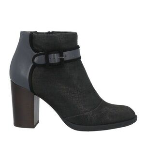 nib Chie Mihara ‘Faysal’ Black Textured Leather Ankle Boots with Buckle size 7